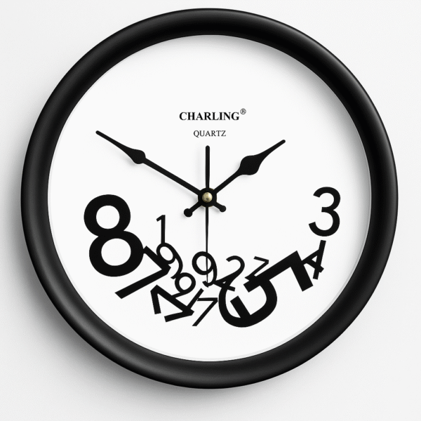 Creative Falling Numbers Wall Clock – Modern Artistic Design (Black & White)